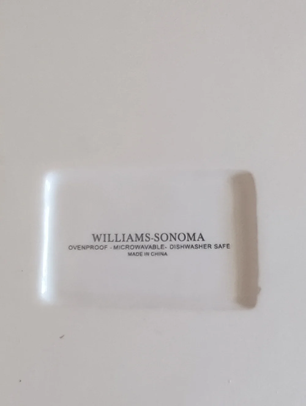Williams Sonoma White Ceramic Label Large Casserole with Black Logo
